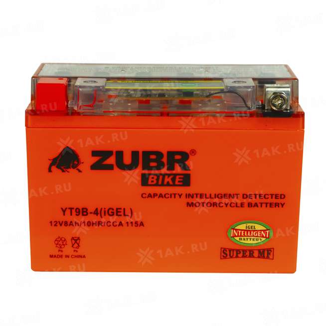 Аккумулятор ZUBR (8 Ah, 12 V) Прямая, L+ YT9B-4 арт.YT9B-4 (iGEL) 3