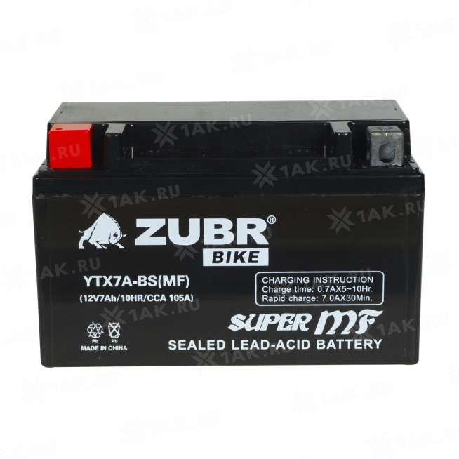 Аккумулятор ZUBR (7Ач, 12 V) Прямая, L+ YTX7A-BS арт.YTX7A-BS (MF) 2