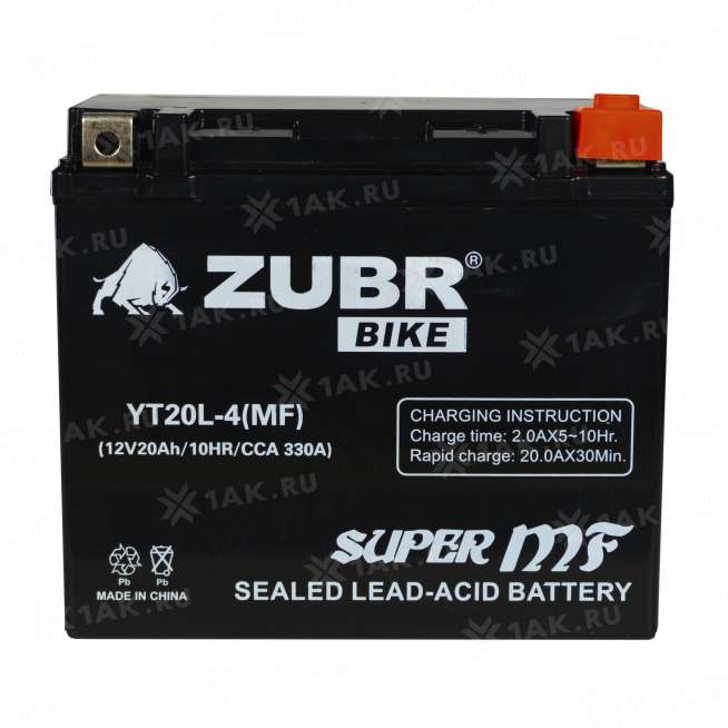 Аккумулятор ZUBR (20 Ah, 12 V) Обратная, R+ YT20L-4 арт.YT20L-4 (MF) 2