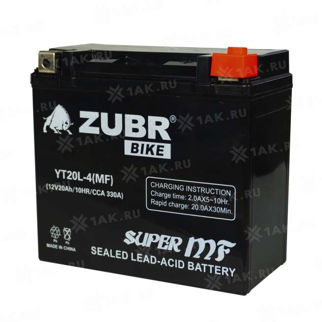 Аккумулятор ZUBR (20 Ah, 12 V) Обратная, R+ YT20L-4 арт.YT20L-4 (MF) 3