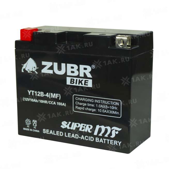 Аккумулятор ZUBR (10 Ah, 12 V) Прямая, L+ YT12B-4 арт.YT12B-4 (MF) 3