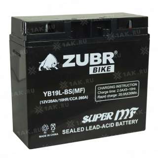 Аккумулятор ZUBR (20 Ah, 12 V) R+ YB19L-BS арт.YB19L-BS (MF)