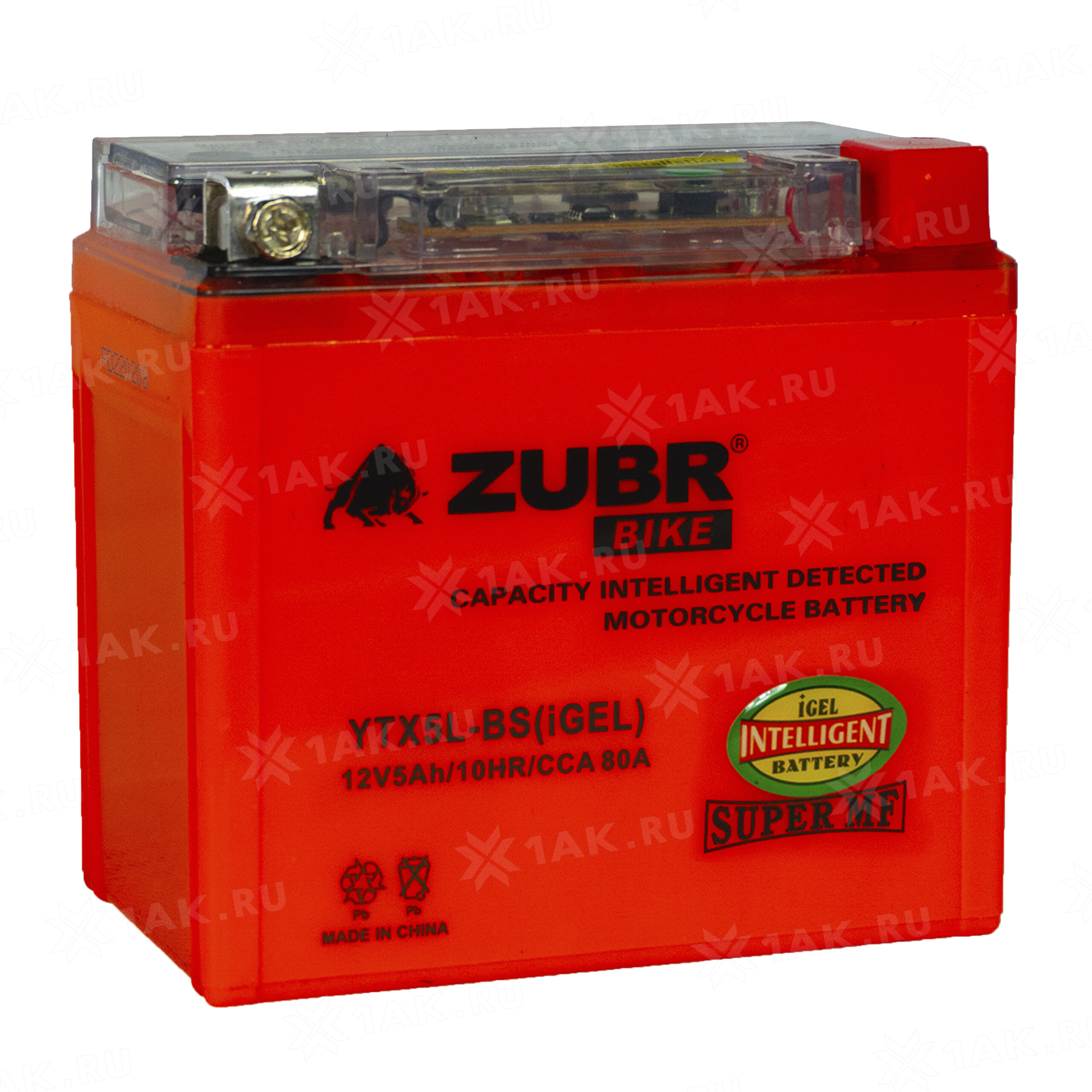 Купить аккумулятор ZUBR (5Ач) 80 A, 12 V Обратная, R+ арт.YTX5L-BS (iGEL) с  бесплатной доставкой – 1AK.RU