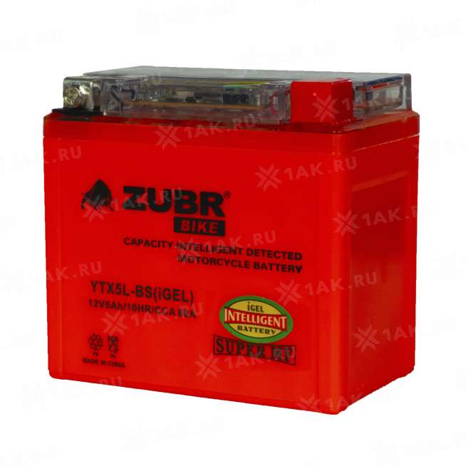 Аккумулятор ZUBR (5 Ah, 12 V) Обратная, R+ YTX5L-BS арт.YTX5L-BS (iGEL) 1