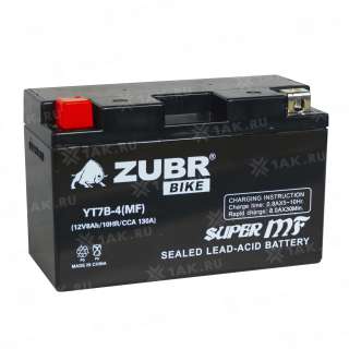 Аккумулятор ZUBR (8 Ah, 12 V) L+ YT7B-BS арт.YT7B-4 (MF)