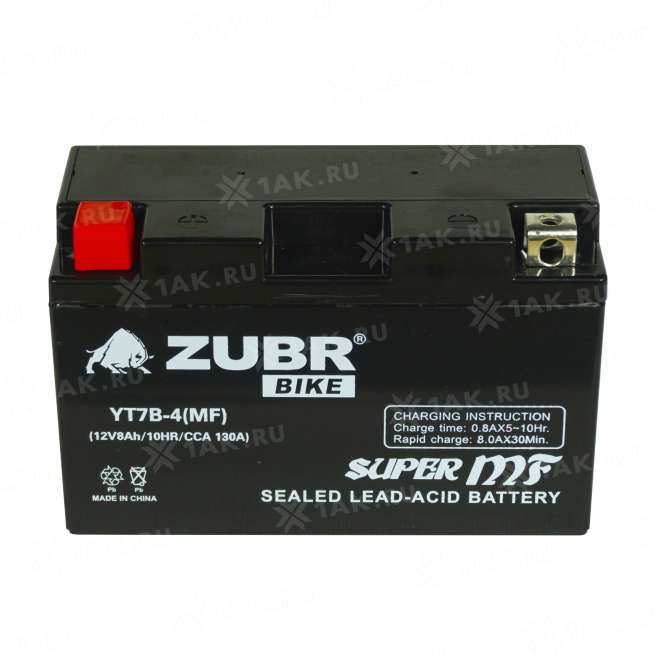 Аккумулятор ZUBR (8 Ач, 12 V) Прямая, L+ YT7B-BS арт.YT7B-4 (MF) 2