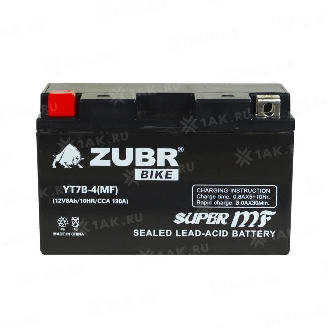 Аккумулятор ZUBR (8 Ач, 12 V) Прямая, L+ YT7B-BS арт.YT7B-4 (MF) 3