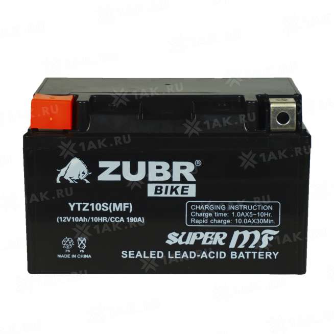 Аккумулятор ZUBR (10 Ah, 12 V) Прямая, L+ YTZ10S арт.YTZ10S (MF) 0