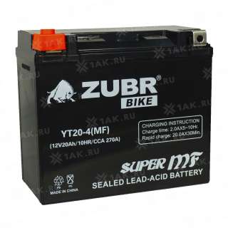 Аккумулятор ZUBR (20 Ah, 12 V) Прямая, L+ YT20-4 арт.YT20-4 (MF)