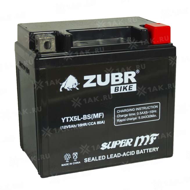 Аккумулятор ZUBR (5 Ah, 12 V) Обратная, R+ YTX5L-BS арт.YTX5L-BS (MF) 1