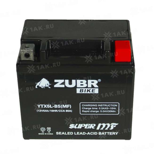 Аккумулятор ZUBR (5 Ah, 12 V) Обратная, R+ YTX5L-BS арт.YTX5L-BS (MF) 2