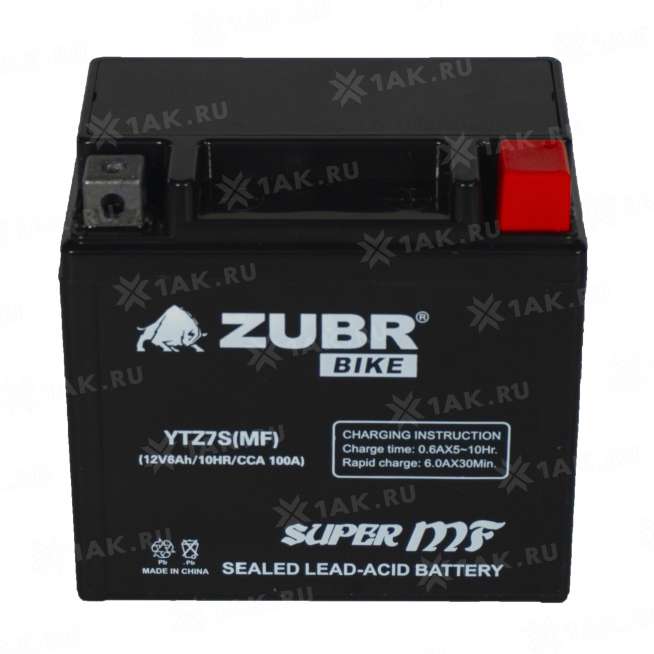 Аккумулятор ZUBR (6 Ah, 12 V) Обратная, R+ YTZ7S арт.YTZ7S (MF) 0