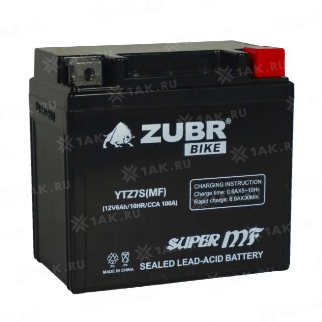 Аккумулятор ZUBR (6 Ah, 12 V) Обратная, R+ YTZ7S арт.YTZ7S (MF) 1