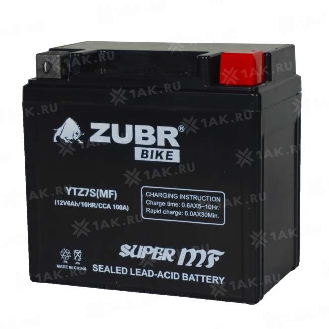 Аккумулятор ZUBR (6 Ah, 12 V) Обратная, R+ YTZ7S арт.YTZ7S (MF) 2