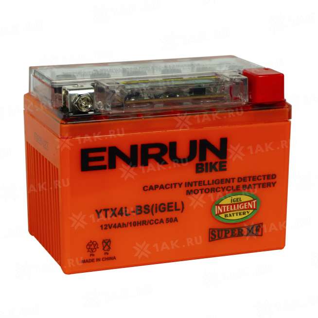 Аккумулятор ENRUN (4 Ah, 12 V) Обратная, R+ YTX4L-BS арт.YTX4L-BS(iGEL)Enrun 2