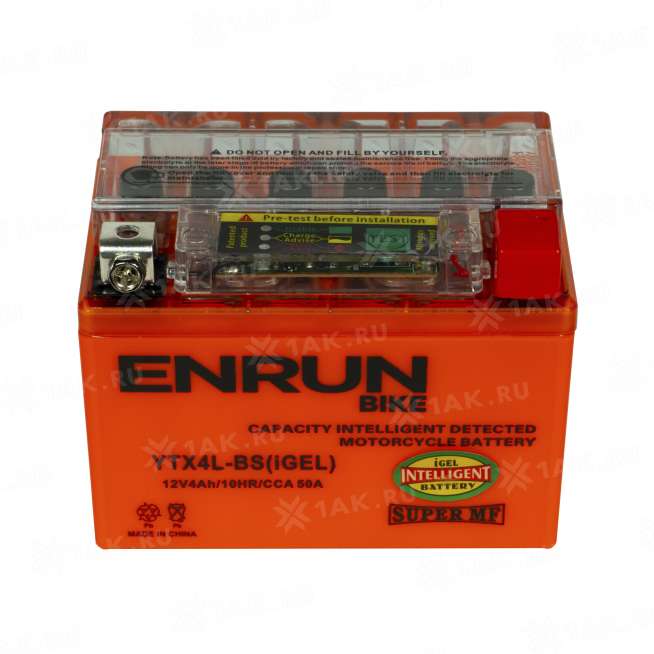 Аккумулятор ENRUN (4 Ah, 12 V) Обратная, R+ YTX4L-BS арт.YTX4L-BS(iGEL)Enrun 3