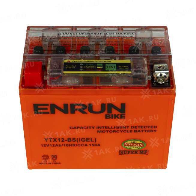 Аккумулятор ENRUN (12 Ah, 12 V) Прямая, L+ YTX12-BS арт.YTX12-BS(iGEL)Enrun 0