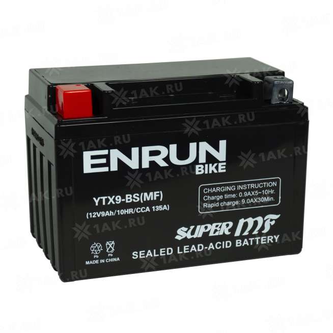 Аккумулятор ENRUN (9 Ah, 12 V) Прямая, L+ YTX9-BS арт.YTX9-BS(MF)Enrun 1