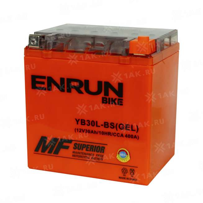 Аккумулятор ENRUN (30 Ah, 12 V) Обратная, R+ YB30L-BS арт.YB30L-BS(iGEL) 0