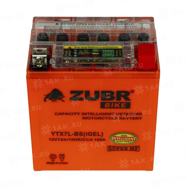Аккумулятор ZUBR (7 Ah, 12 V) Обратная, R+ YTX7L-BS арт.YTX7L-BS (iGEL) 0
