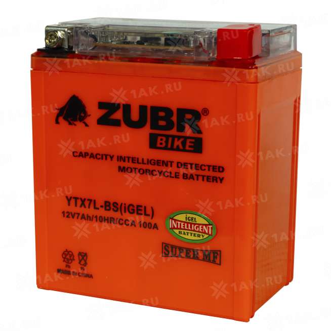 Аккумулятор ZUBR (7 Ah, 12 V) Обратная, R+ YTX7L-BS арт.YTX7L-BS (iGEL) 3