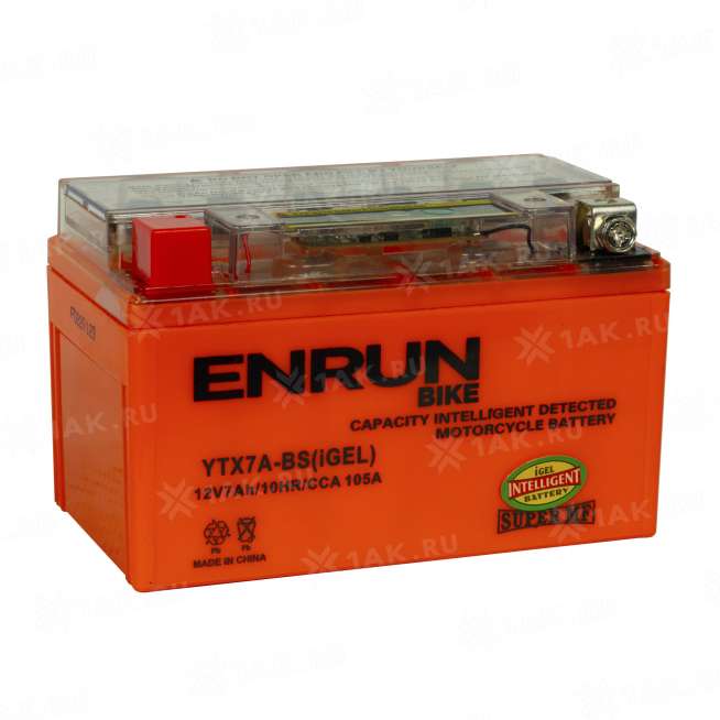 Аккумулятор ENRUN (7 Ah, 12 V) Прямая, L+ YTX7A-BS арт.YTX7A-BS(iGEL) 0
