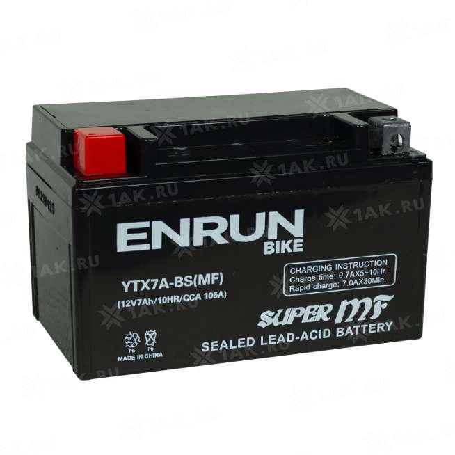 Аккумулятор ENRUN (7 Ah, 12 V) Прямая, L+ YTX7A-BS арт.YTX7A-BS(MF)Enrun 0
