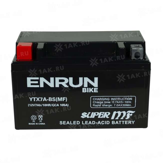 Аккумулятор ENRUN (7 Ah, 12 V) Прямая, L+ YTX7A-BS арт.YTX7A-BS(MF)Enrun 1