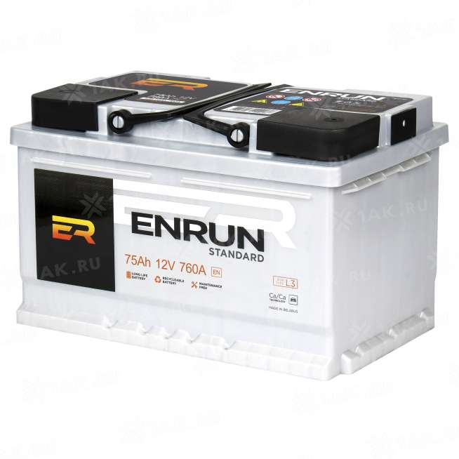 Аккумулятор ENRUN STANDARD (75 Ah, 12 V) Обратная, R+ L3 арт.ES750 0