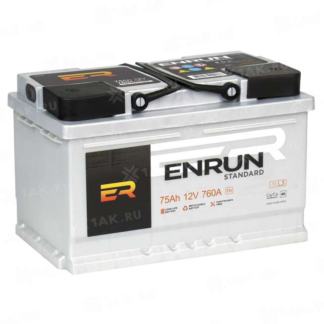 Аккумулятор ENRUN STANDARD (75 Ah, 12 V) Обратная, R+ L3 арт.ES750 2
