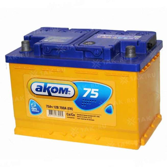 Аккумулятор АКОМ Eurobox (75 Ah, 12 V) Обратная, R+ L3 арт.6CT-75VL 0