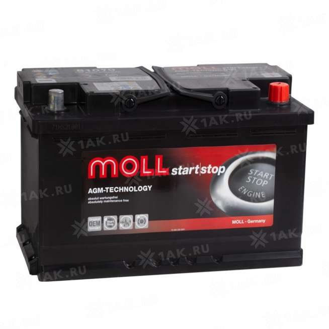 Аккумулятор MOLL AGM (70 Ah, 12 V) Обратная, R+ L3 арт. 0