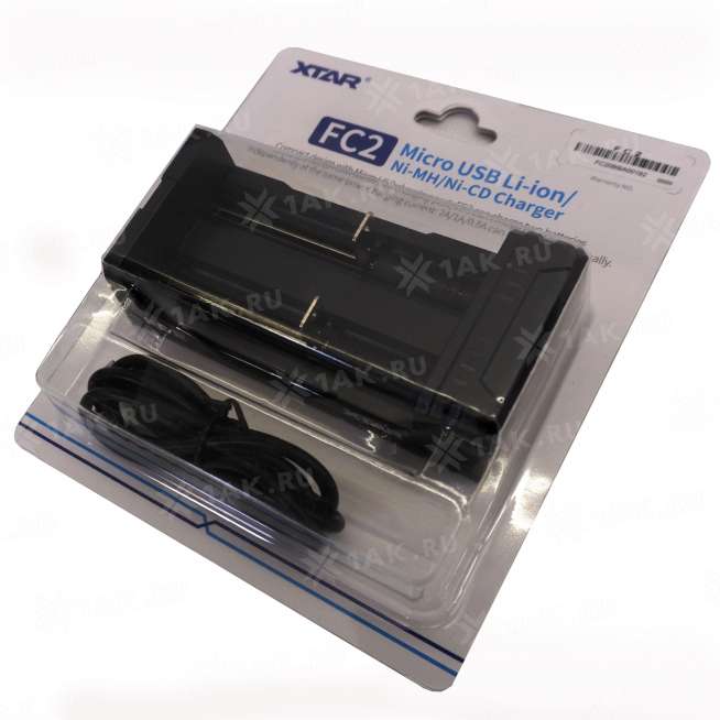 Зарядное устройство XTAR FC2 для аккумуляторных элементов с USB кабелем 0