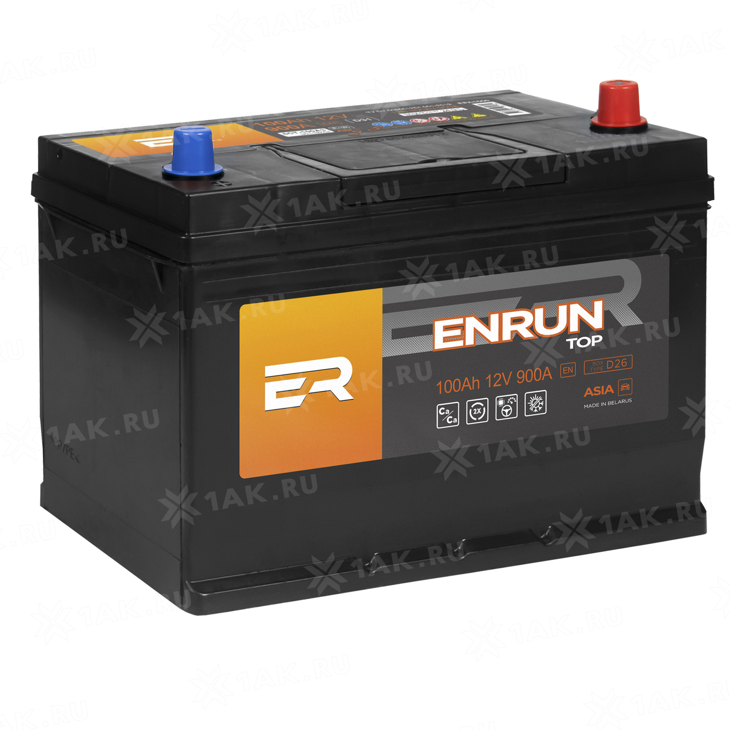 Купить аккумулятор ENRUN TOP Asia (100Ач) 900 A, 12 V Обратная, R+  арт.EPA1000 с бесплатной доставкой – 1AK.RU