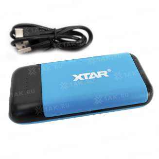 Зарядное устройство XTAR PB2C-blue для аккумуляторных элементов с USB кабелем 3