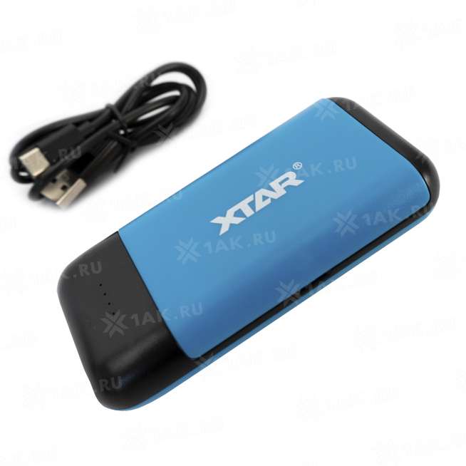 Зарядное устройство XTAR PB2C-blue для аккумуляторных элементов с USB кабелем 4