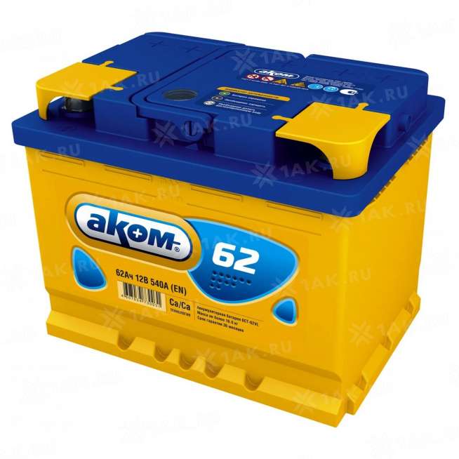 Аккумулятор АКОМ Eurobox (62 Ah, 12 V) Прямая, L+ L2 арт.6CT-62VL 0