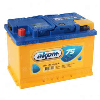 Аккумулятор АКОМ Eurobox (75 Ah, 12 V) Прямая, L+ L3 арт.6CT-75VL