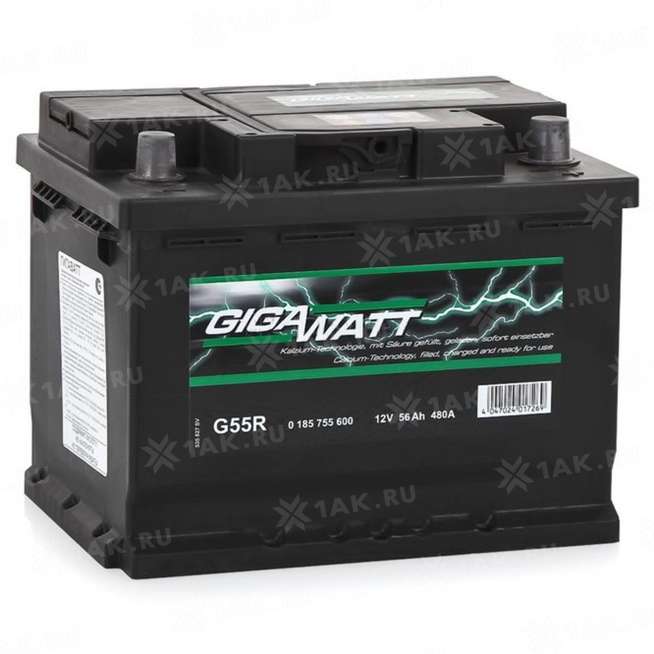 Аккумулятор GIGAWATT (56 Ah, 12 V) Обратная, R+ L2 арт. 0
