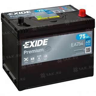 Аккумулятор EXIDE PREMIUM (75 Ah, 12 V) R+ LB3 арт.EA754