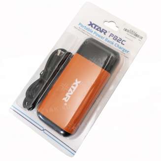 Зарядное устройство XTAR PB2C-orange для аккумуляторных элементов с USB кабелем 1