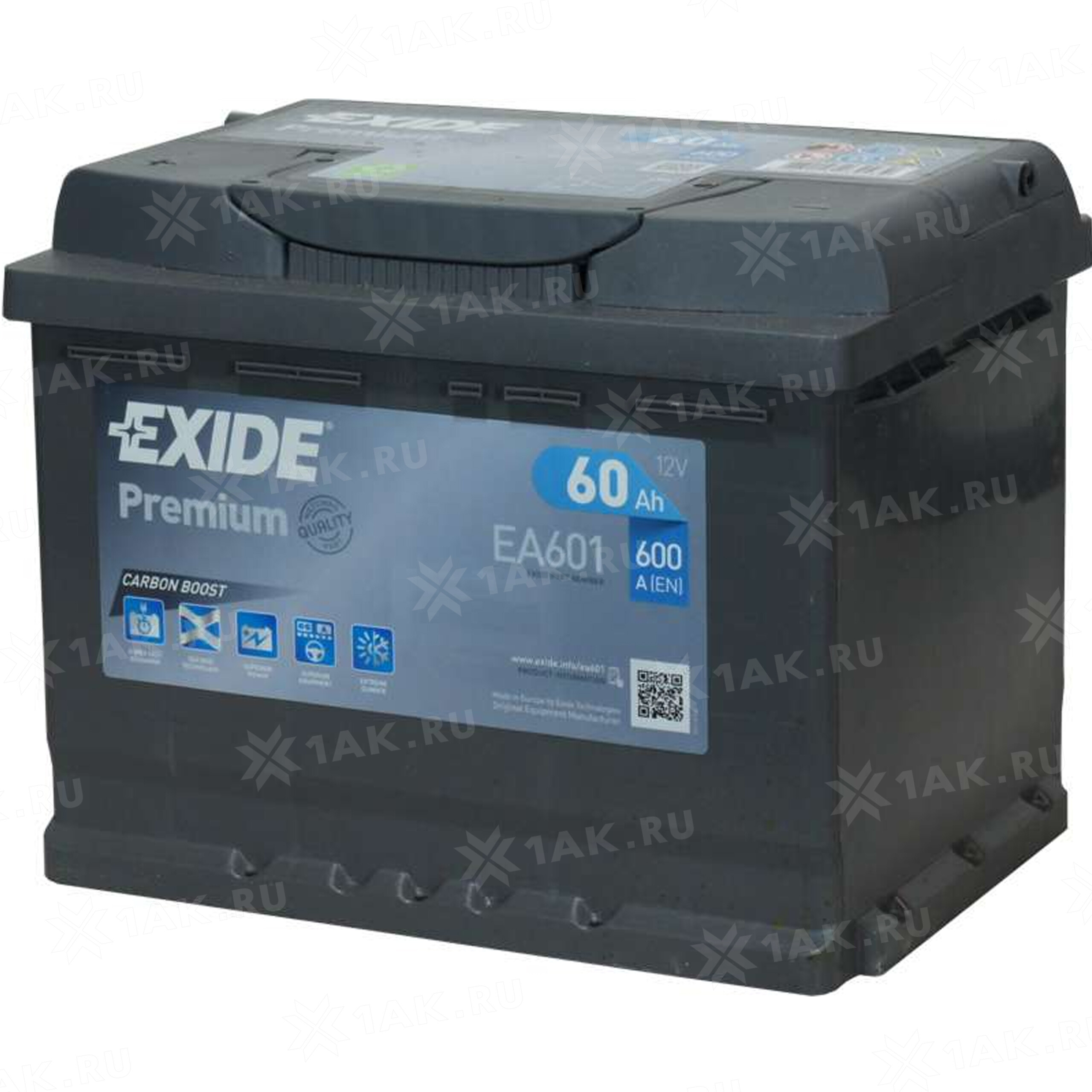 Купить аккумулятор EXIDE PREMIUM (60 Ah) 600 A, 12 V Прямая, L+ арт.EA601 с  бесплатной доставкой – 1AK.RU