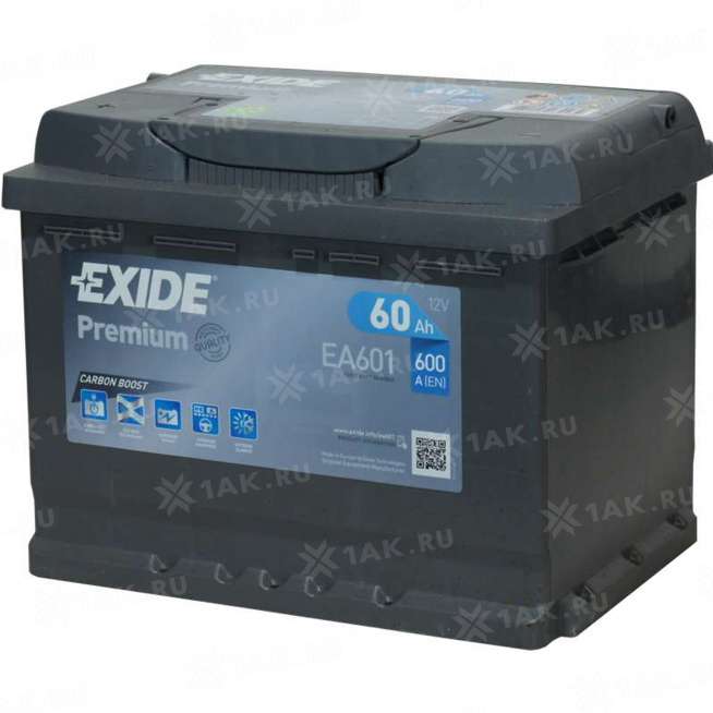 Аккумулятор EXIDE PREMIUM (60 Ач, 12 V) Прямая, L+ LB2 арт.EA601 0