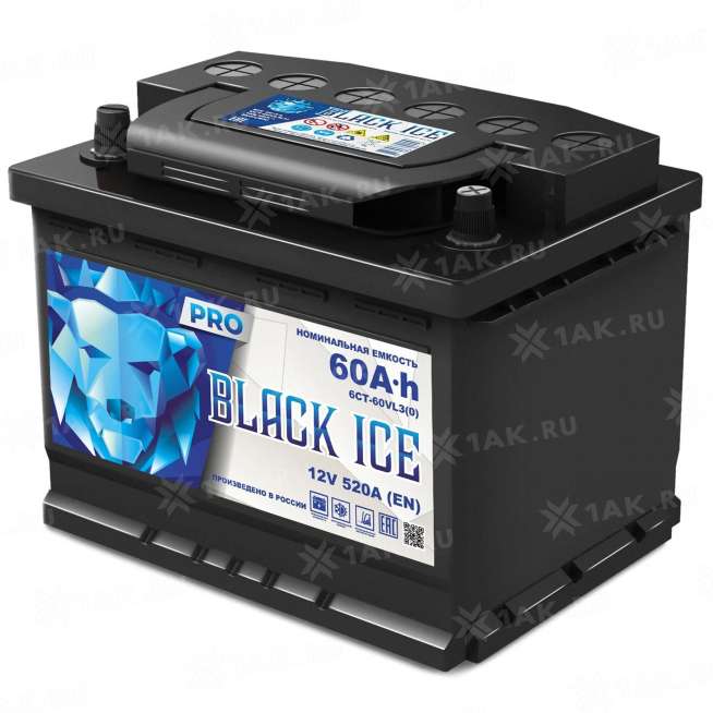 Аккумулятор BLACK ICE (60 Ah, ) Прямая, L+ L2 арт.BI601SU 0