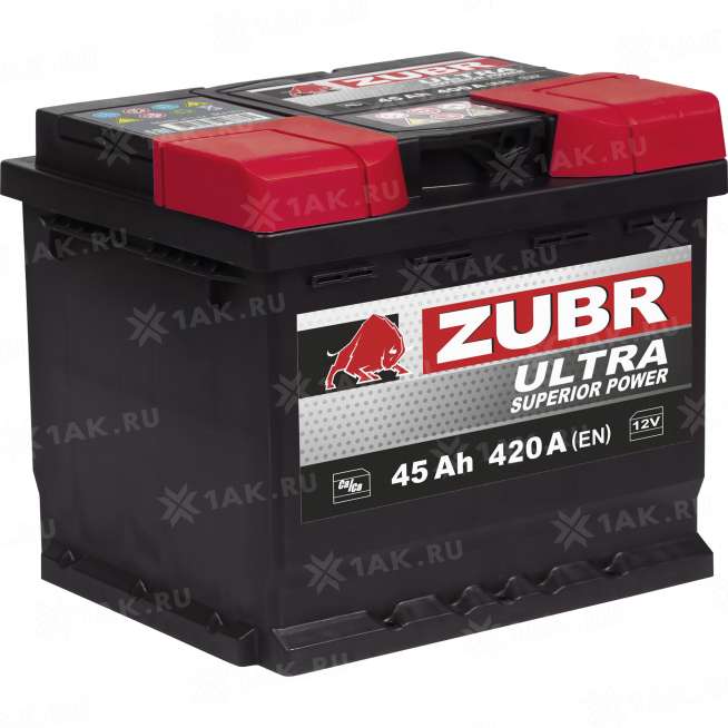 Аккумулятор ZUBR Ultra (45 Ah, 12 V) Обратная, R+ L1 арт.ZU450 0