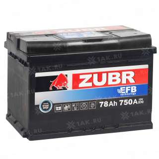 Аккумулятор ZUBR EFB (78 Ah, 12 V) Обратная, R+ L3 арт.ZE780