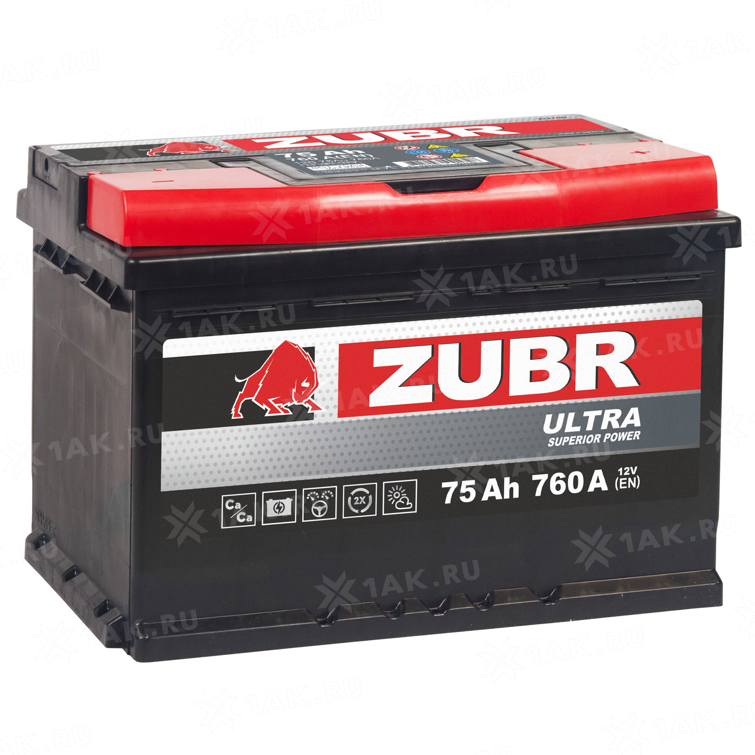 Купить аккумулятор ZUBR Ultra (75 Ah) 760 A, 12 V Обратная, R+ арт.ZU750 с  бесплатной доставкой – 1AK.RU