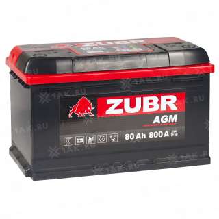 Аккумулятор ZUBR AGM (80 Ah, 12 V) Обратная, R+ L4 арт.58002