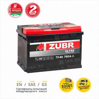 Аккумулятор ZUBR Ultra (75 Ah, 12 V) Обратная, R+ L3 арт.ZU750 2