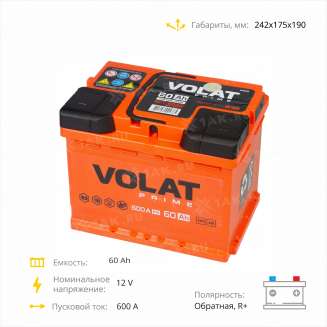 Аккумулятор VOLAT Prime (60 Ah, 12 V) Обратная, R+ L2 арт.VS600 4